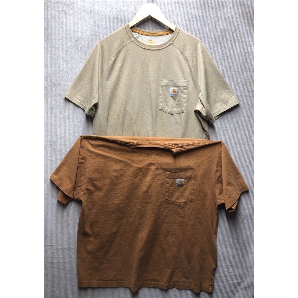 Lot Of 2 Carhartt Thrashed Work Tee Shirts Stained L & XL Worn